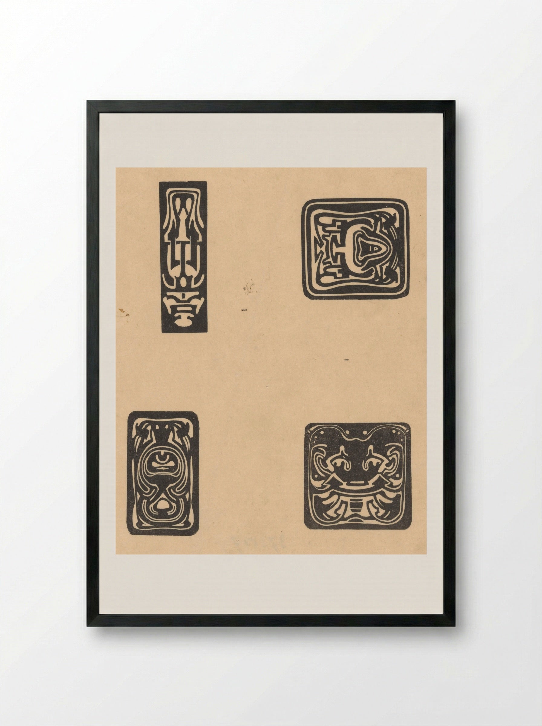 Vier ex librissen (Four Bookplates) - Johannes Josephus Aarts - Framed Print Black