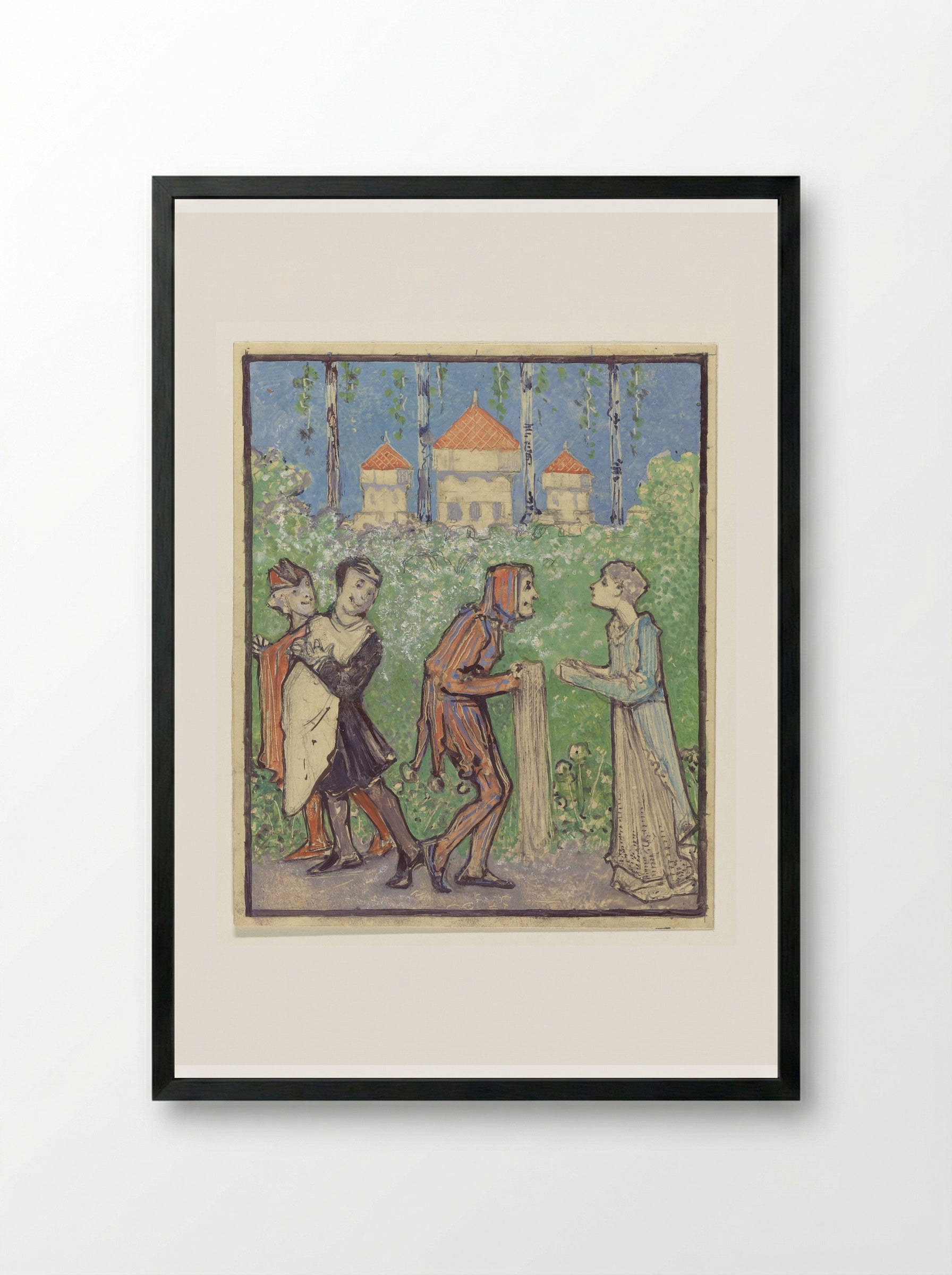 Vier figuren (Four Figures) - Bernard Willem Wierink - Framed Print Black