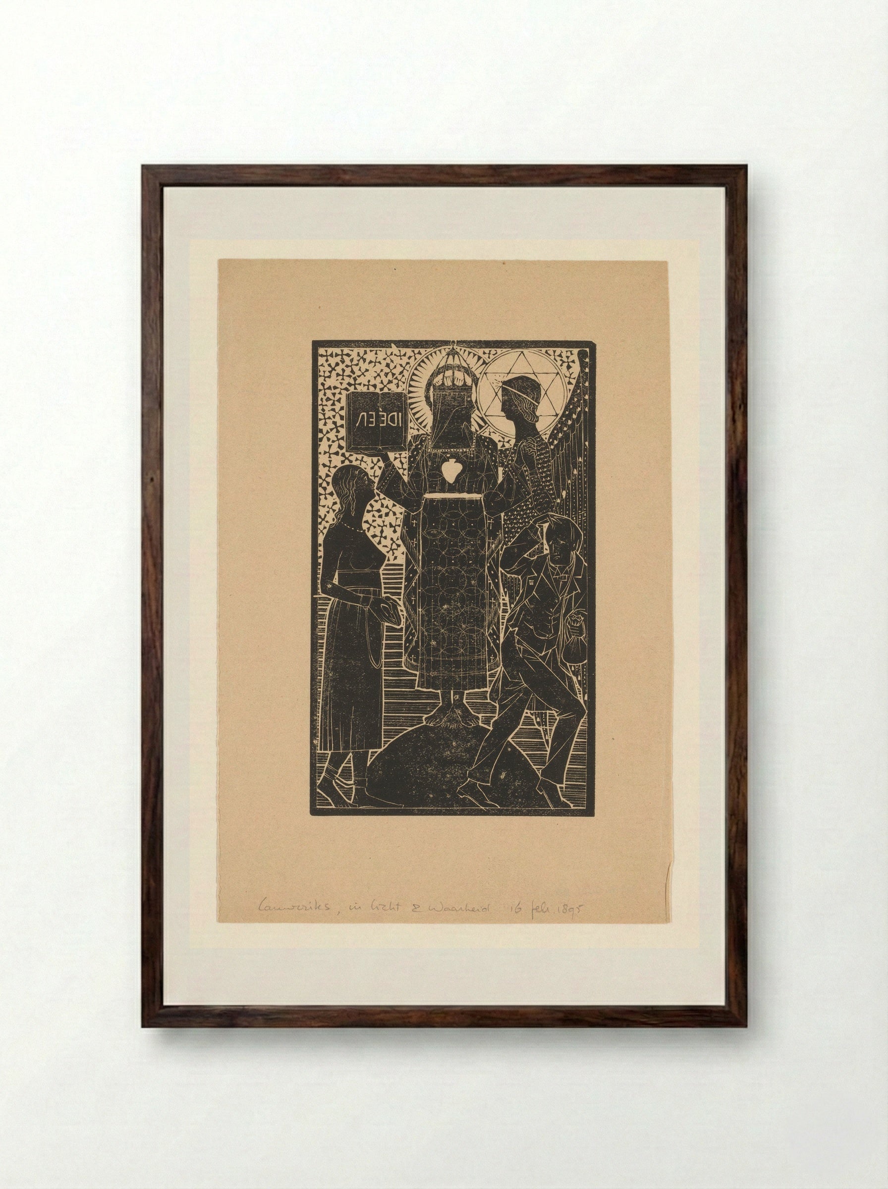 Vier figuren (In Licht en Waarheid) - Mathieu Lauweriks - Framed Print Dark Wood