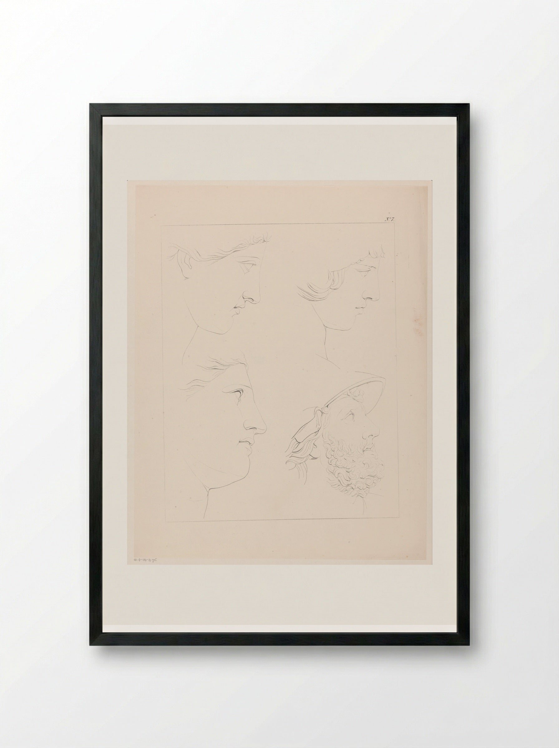Vier gezichten van opzij - Jean Augustin Daiwaille - Framed Print Black