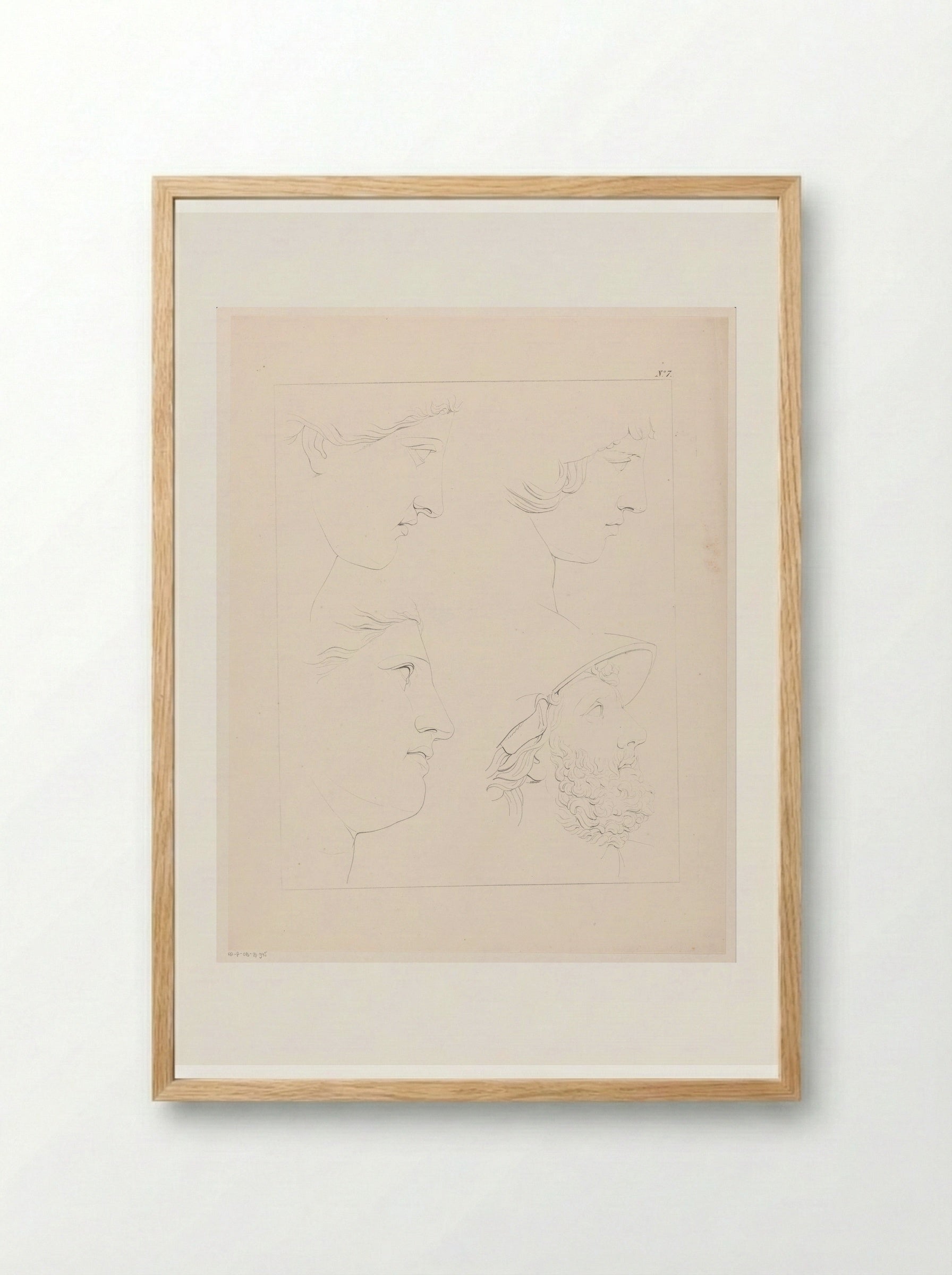 Vier gezichten van opzij - Jean Augustin Daiwaille - Framed Print Wood