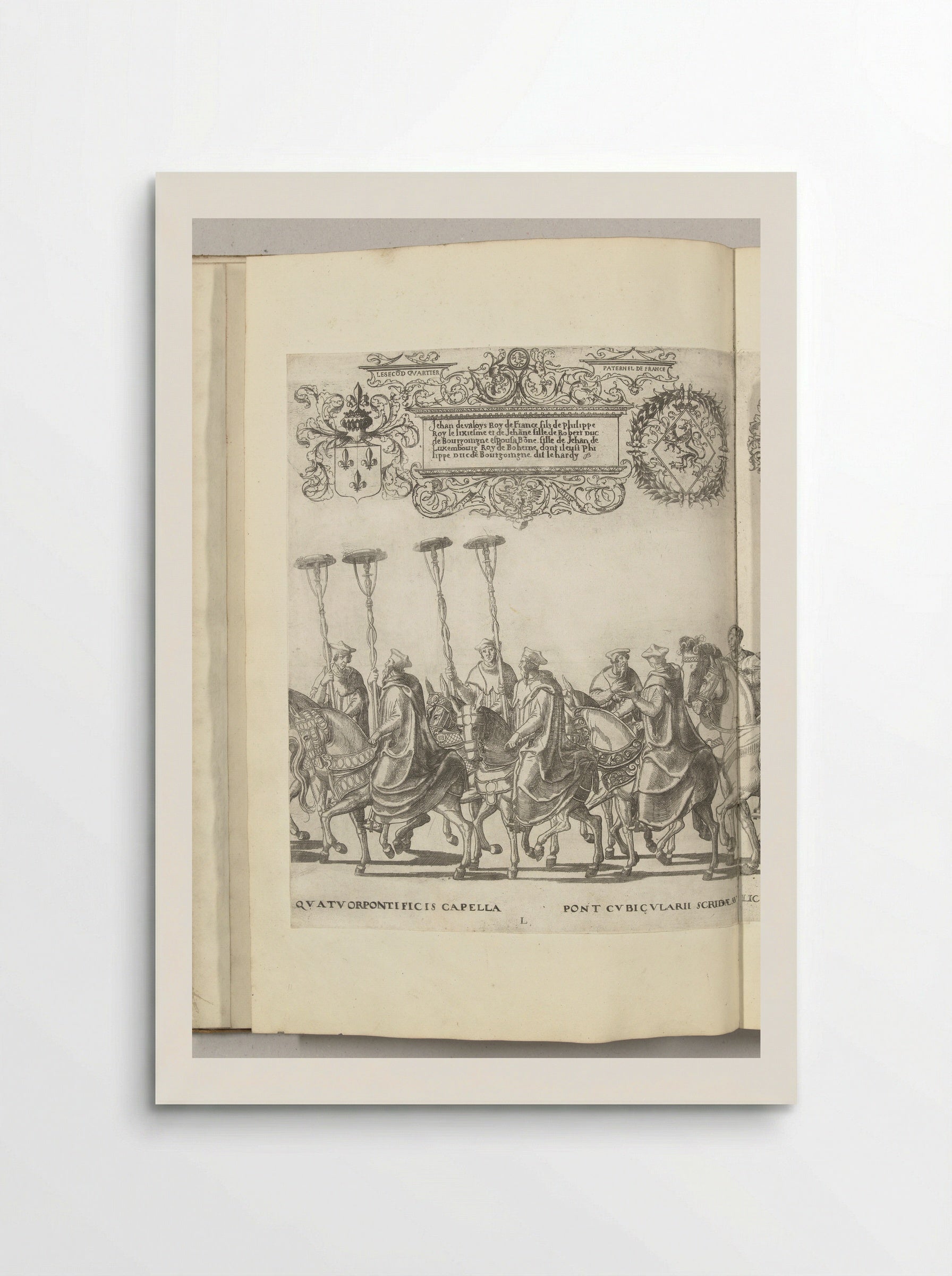 Vier kardinaalshoeden op stokken, plaat L - Nicolaas Hogenberg - Poster