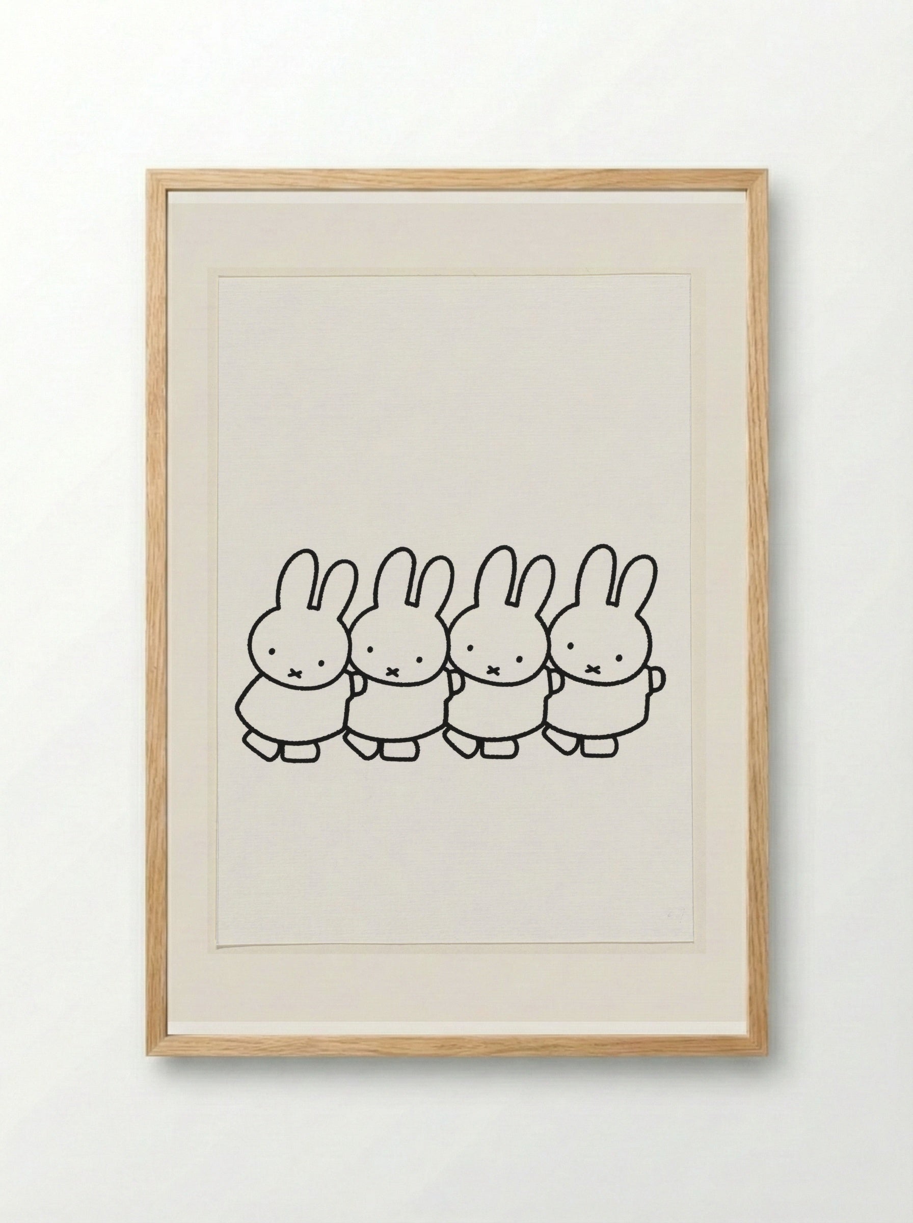 Vier konijnen die een treintje vormen - Dick Bruna - Framed Print Wood