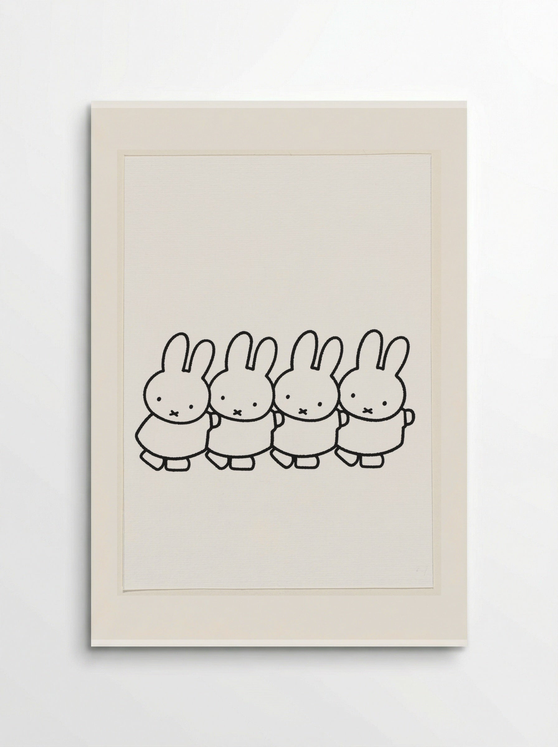 Vier konijnen die een treintje vormen - Dick Bruna - Poster