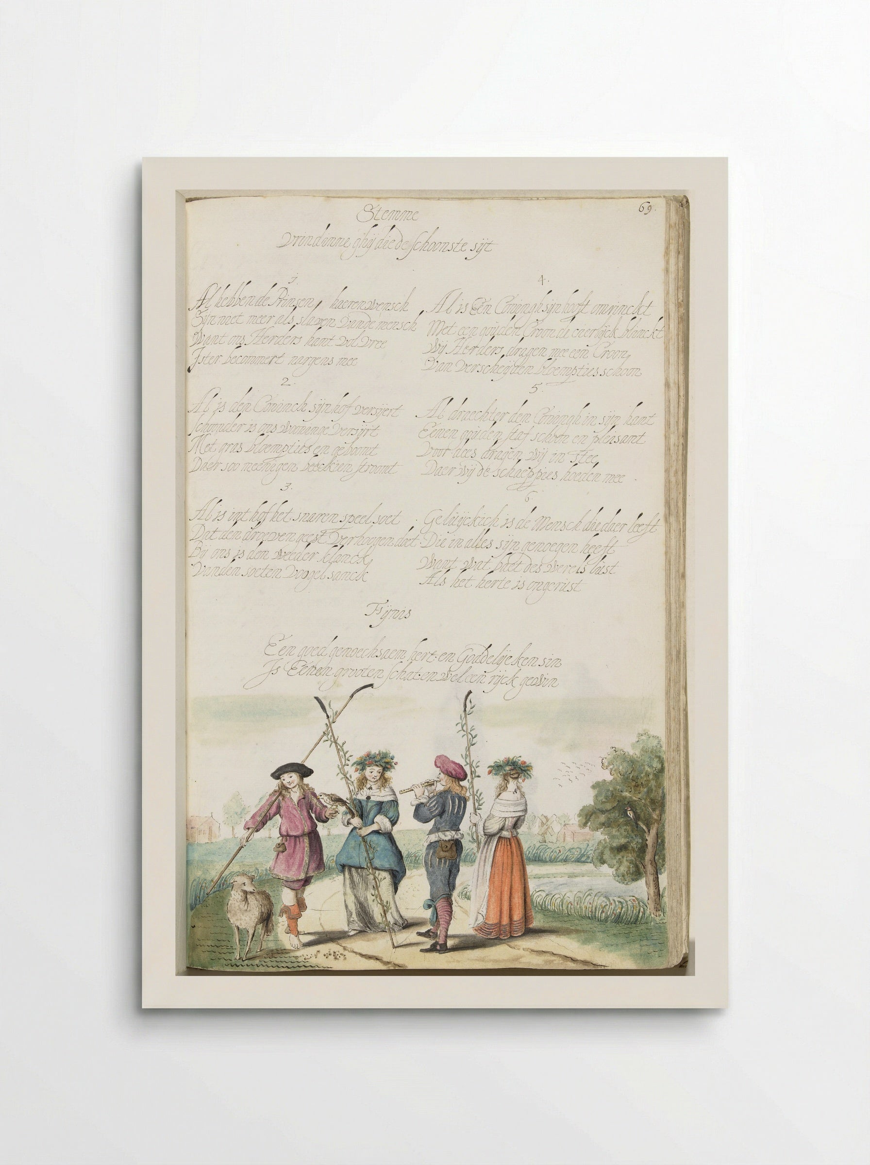 Vier pastorale figuren in een landschap - Gesina ter Borch - Poster