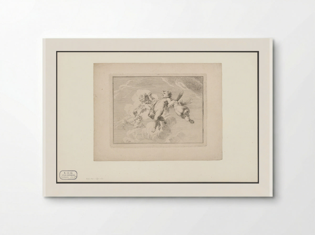 Vier putti tussen de wolken - Jacob de Wit - Poster