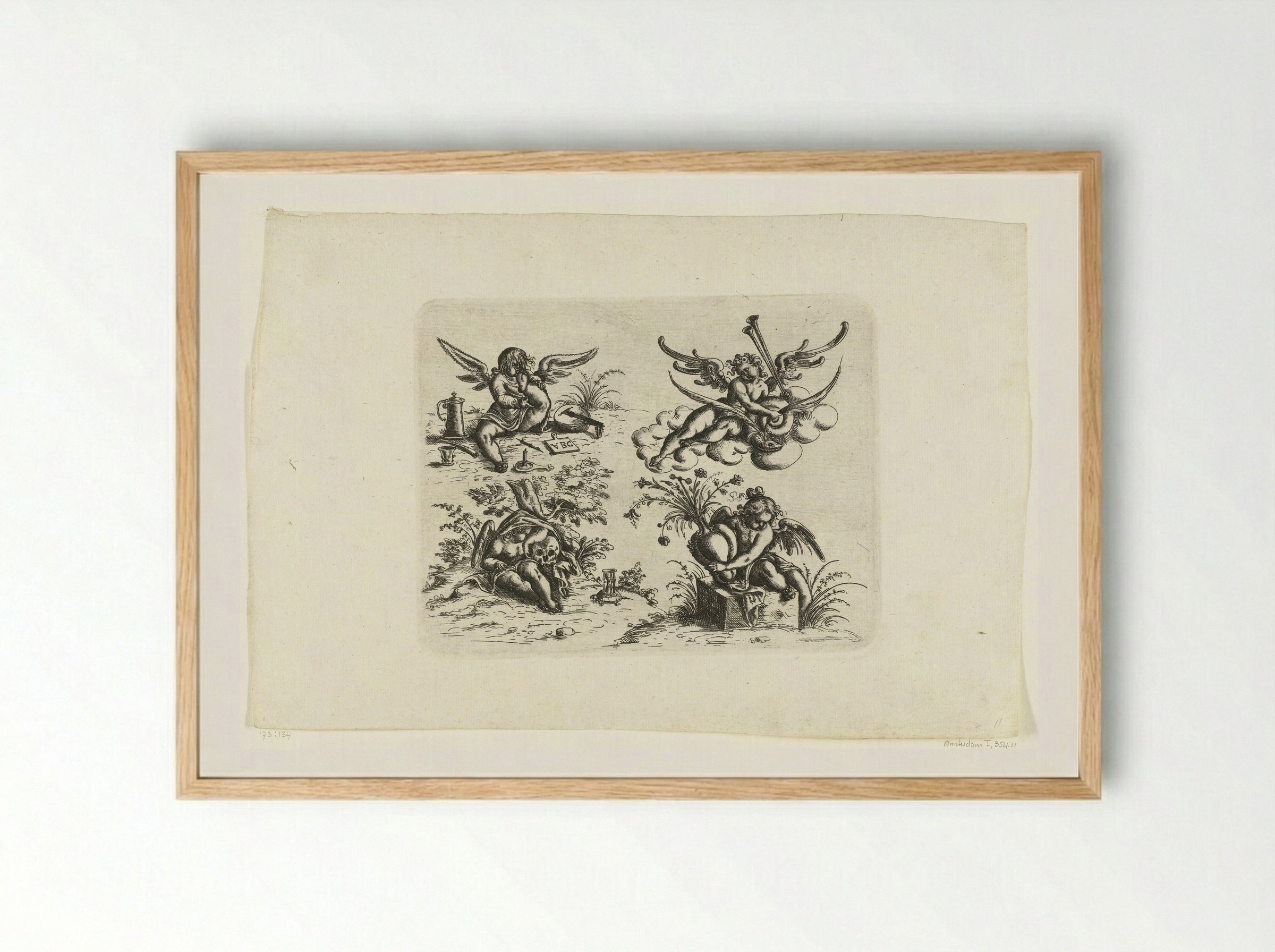 Vier putti - Christoph Jamnitzer - Framed Print Wood