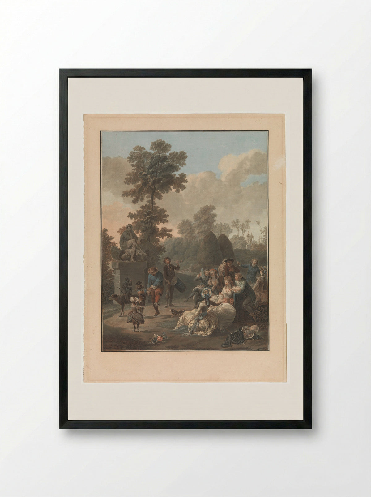 Vier scènes uit het dorpsleven - Charles Melchior Descourtis - Framed Print Black