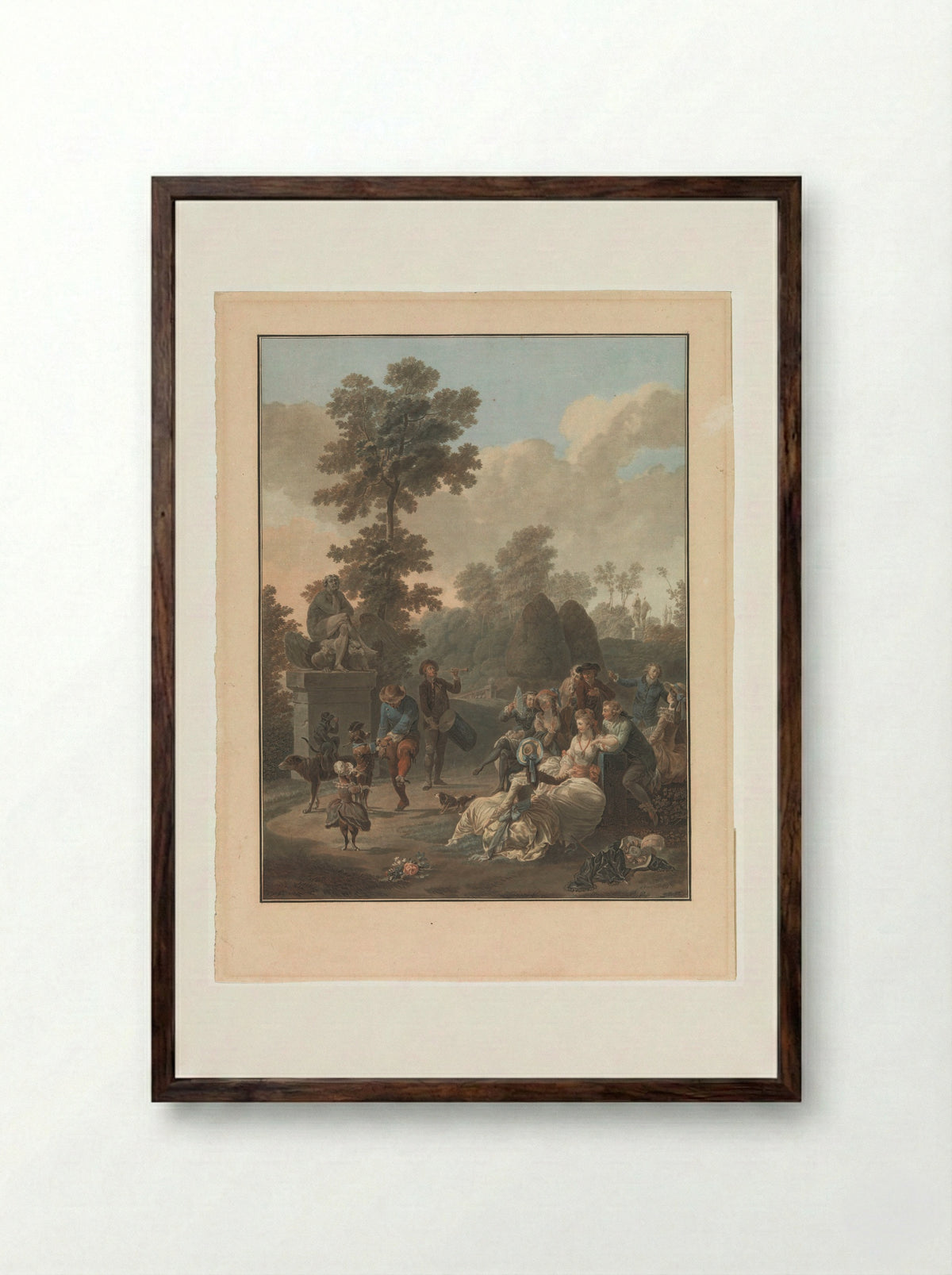 Vier scènes uit het dorpsleven - Charles Melchior Descourtis - Framed Print Dark Wood
