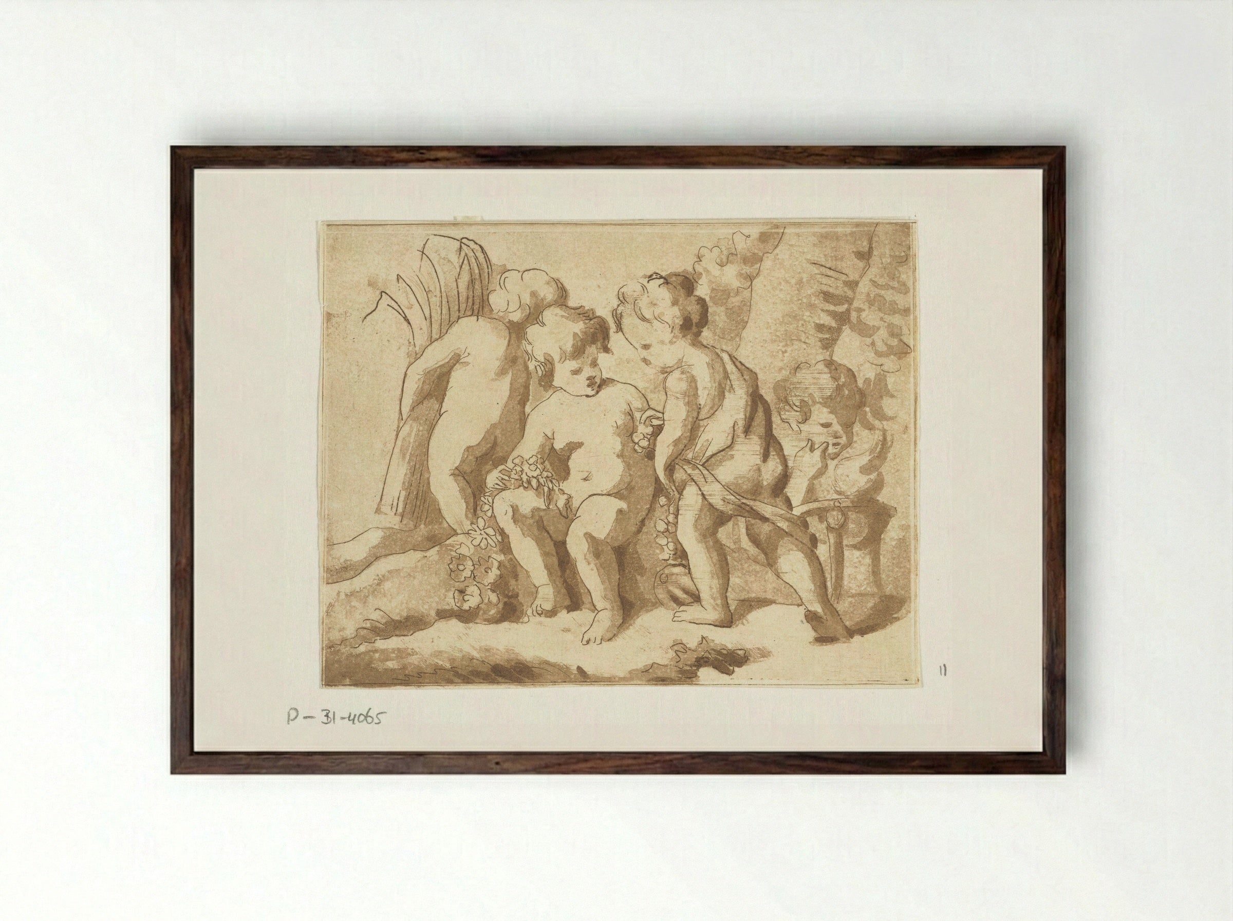 Vier seizoenen voorgesteld door vier kinderen - Anthonie van den Bos - Framed Print Dark Wood