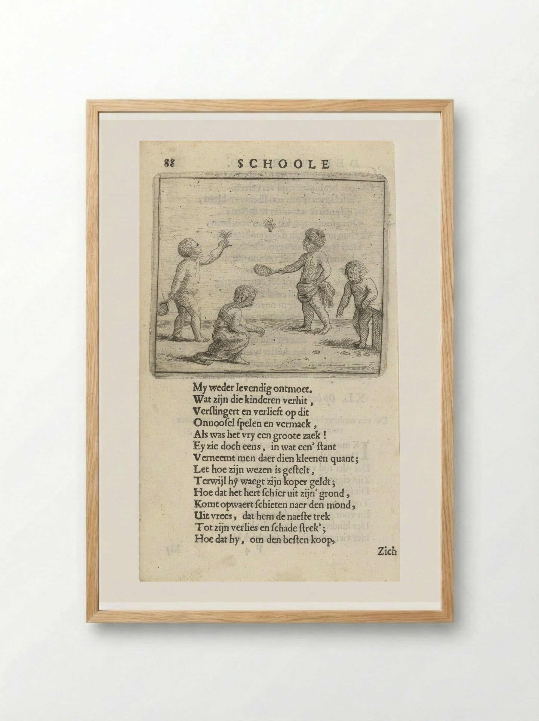 Vier spelende kinderen (Four Children Playing) - Arnold Houbraken - Framed Print Wood