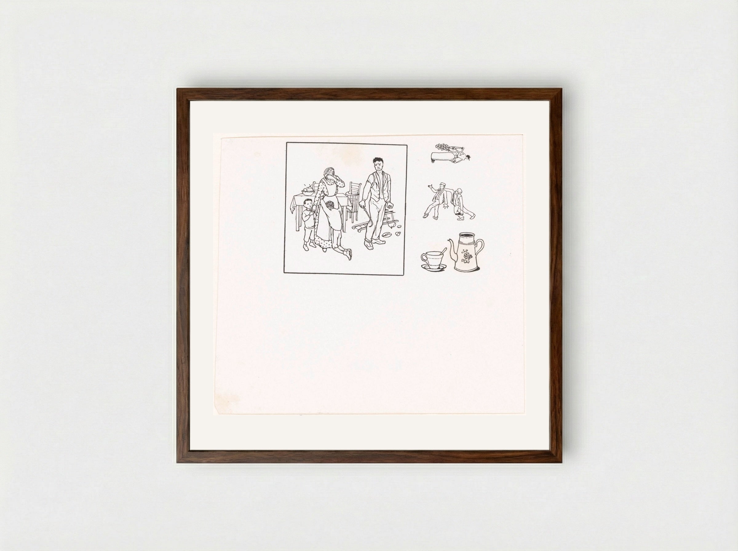Vier voorstellingen (Four Scenes) - Julie de Graag - Framed Print Dark Wood