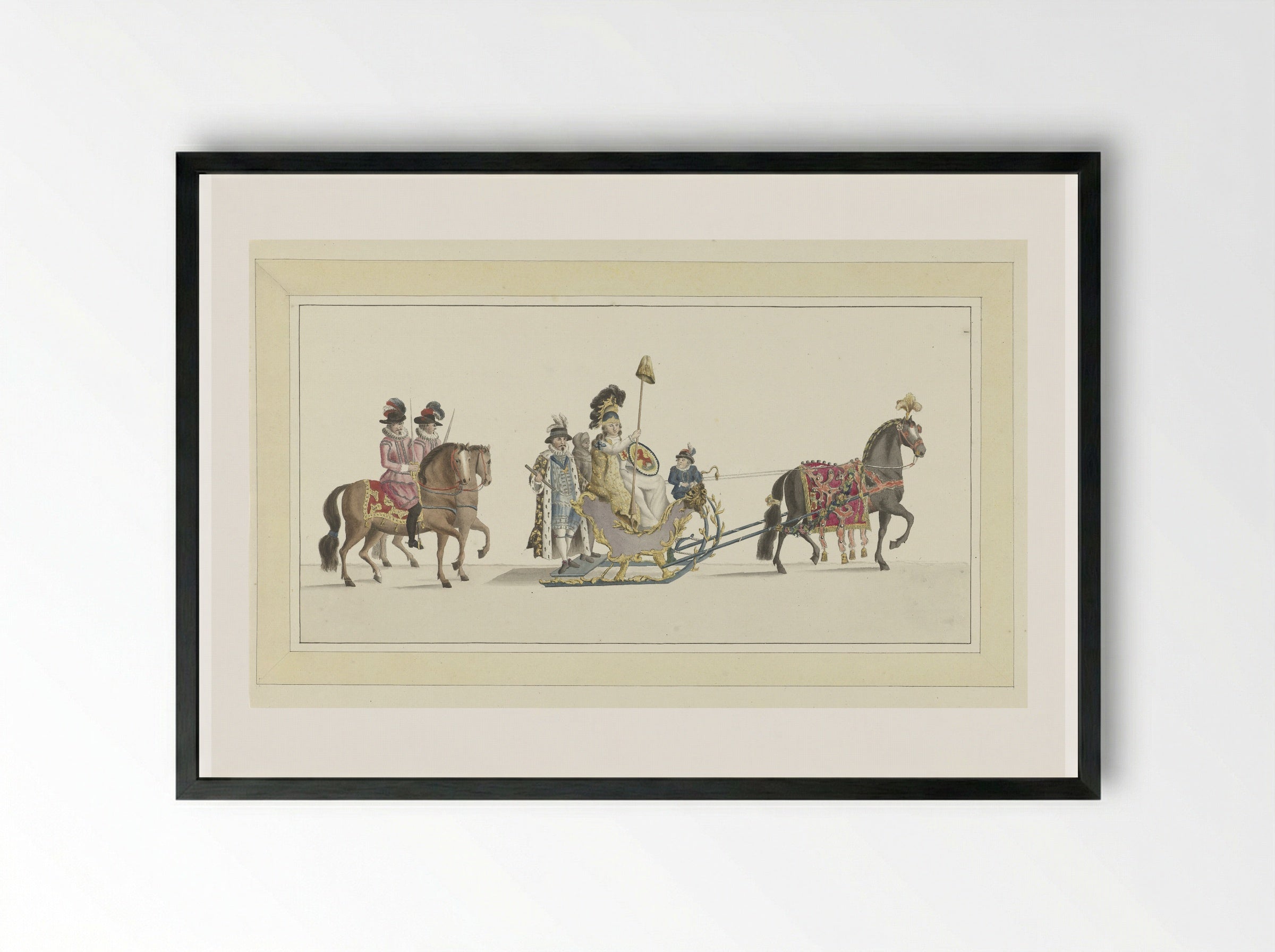 Vierde slede (The Fourth Sleigh) - Abraham Delfos - Framed Print Black