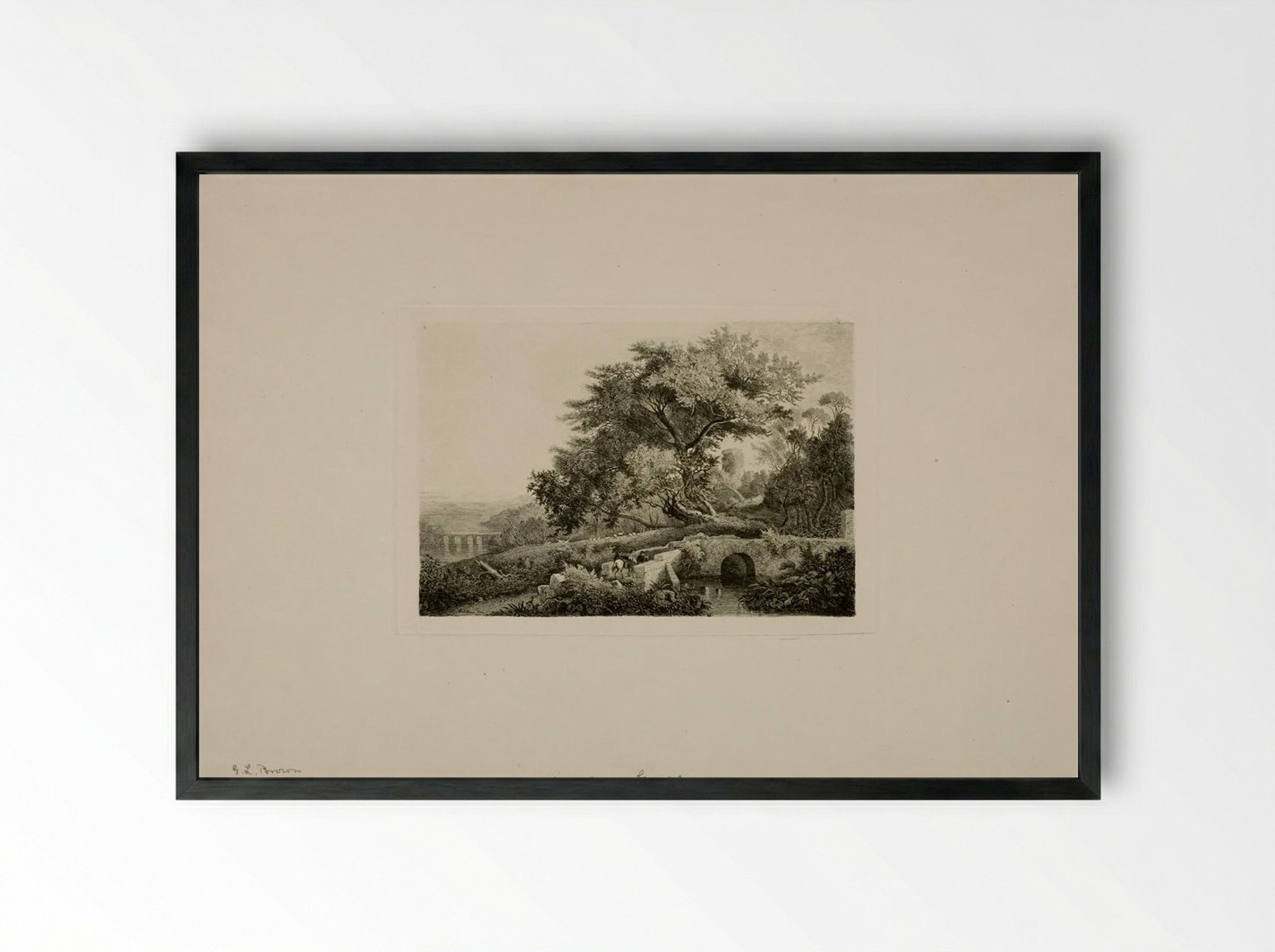 View Near Genzano - George Loring Brown - Framed Print Black