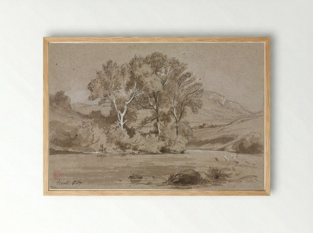 View Near Tivoli (Vue prise à Tivoli) - Jean Achille Benouville - Framed Print Wood
