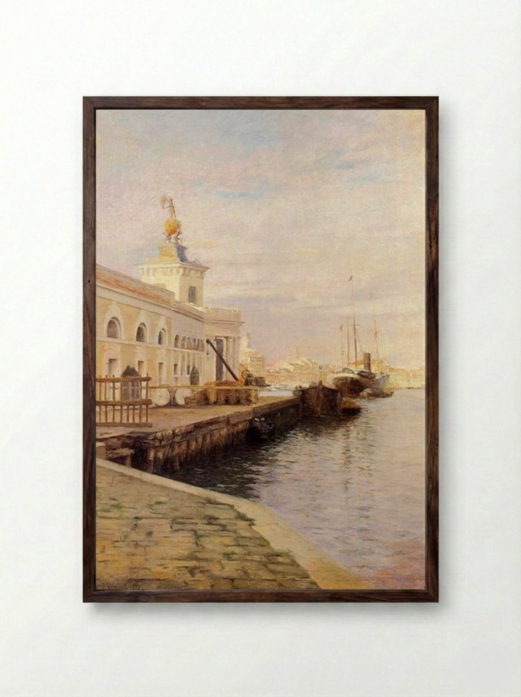 View Of Venice (The Dogana) - Julius LeBlanc Stewart - Framed Print Dark Wood