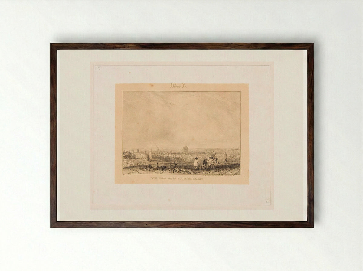 View Taken from the Road to Calais to Abbeville - Richard Parkes Bonington - Framed Print Dark Wood