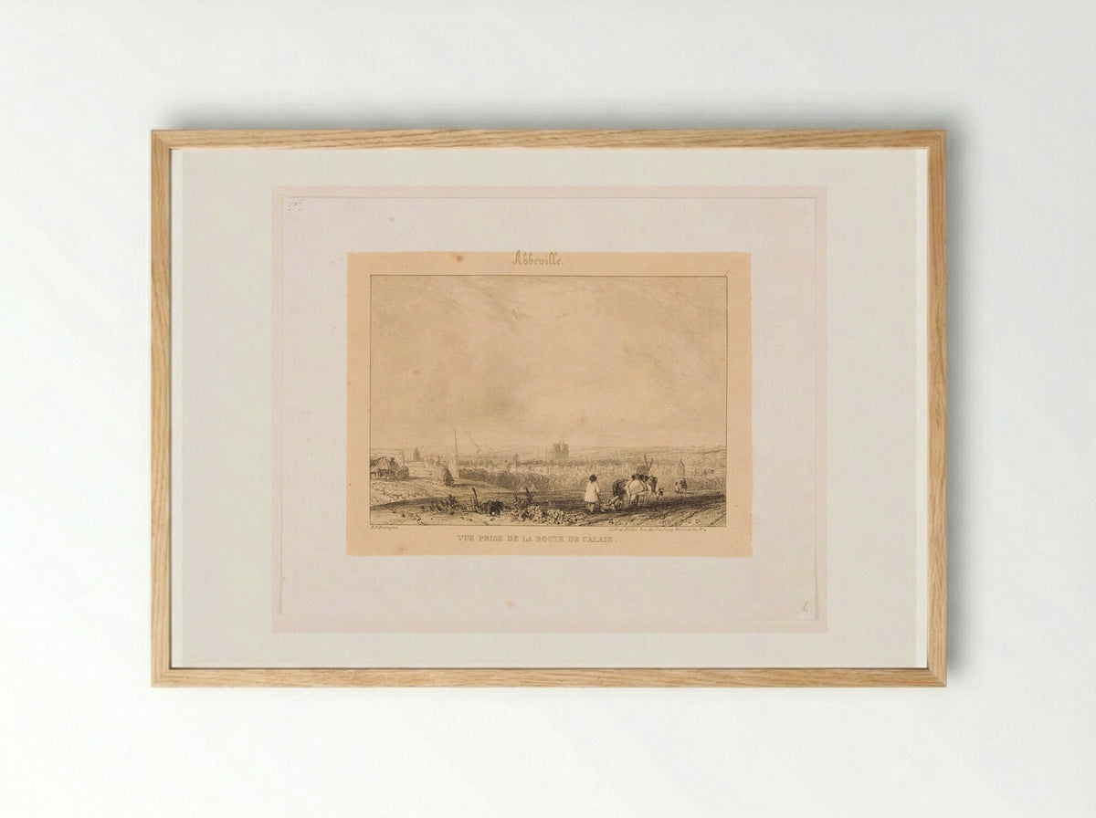View Taken from the Road to Calais to Abbeville - Richard Parkes Bonington - Framed Print Wood
