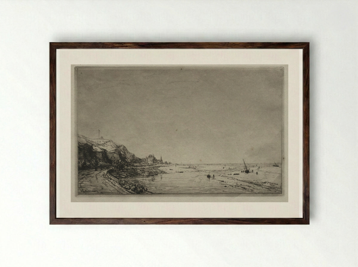 View from Port du Dives (Calvados) - Maxime Lalanne - Framed Print Dark Wood