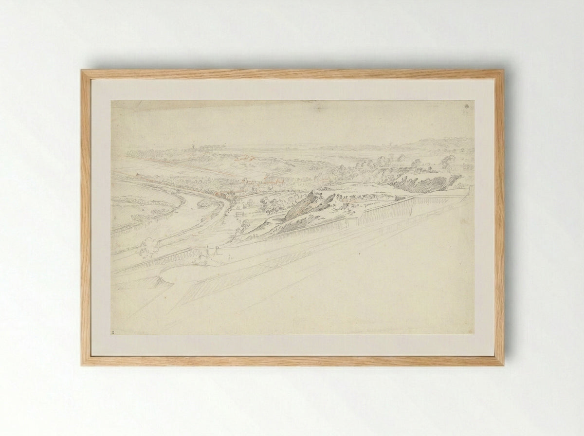View from a High Terrace over a River Valley - Jacques André Portail - Framed Print Wood