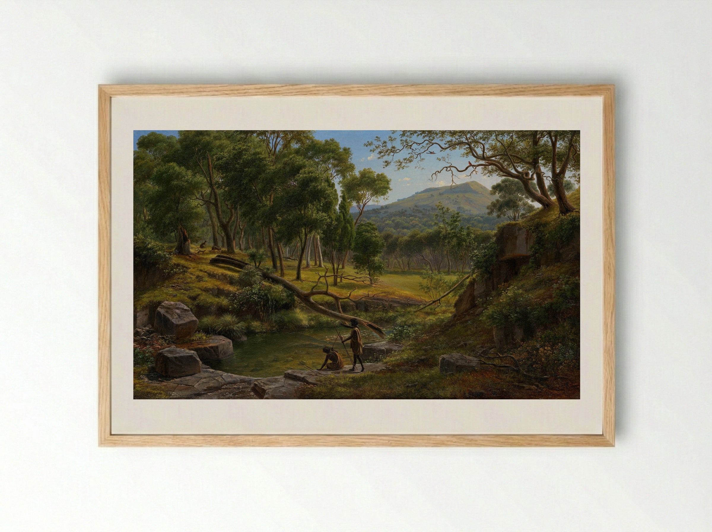 View from the Bald Hills between Ballarat and Creswick Creek, to the west Pyrenees and Lake Burrambeet - Eugene von Guerard - Framed Print Wood