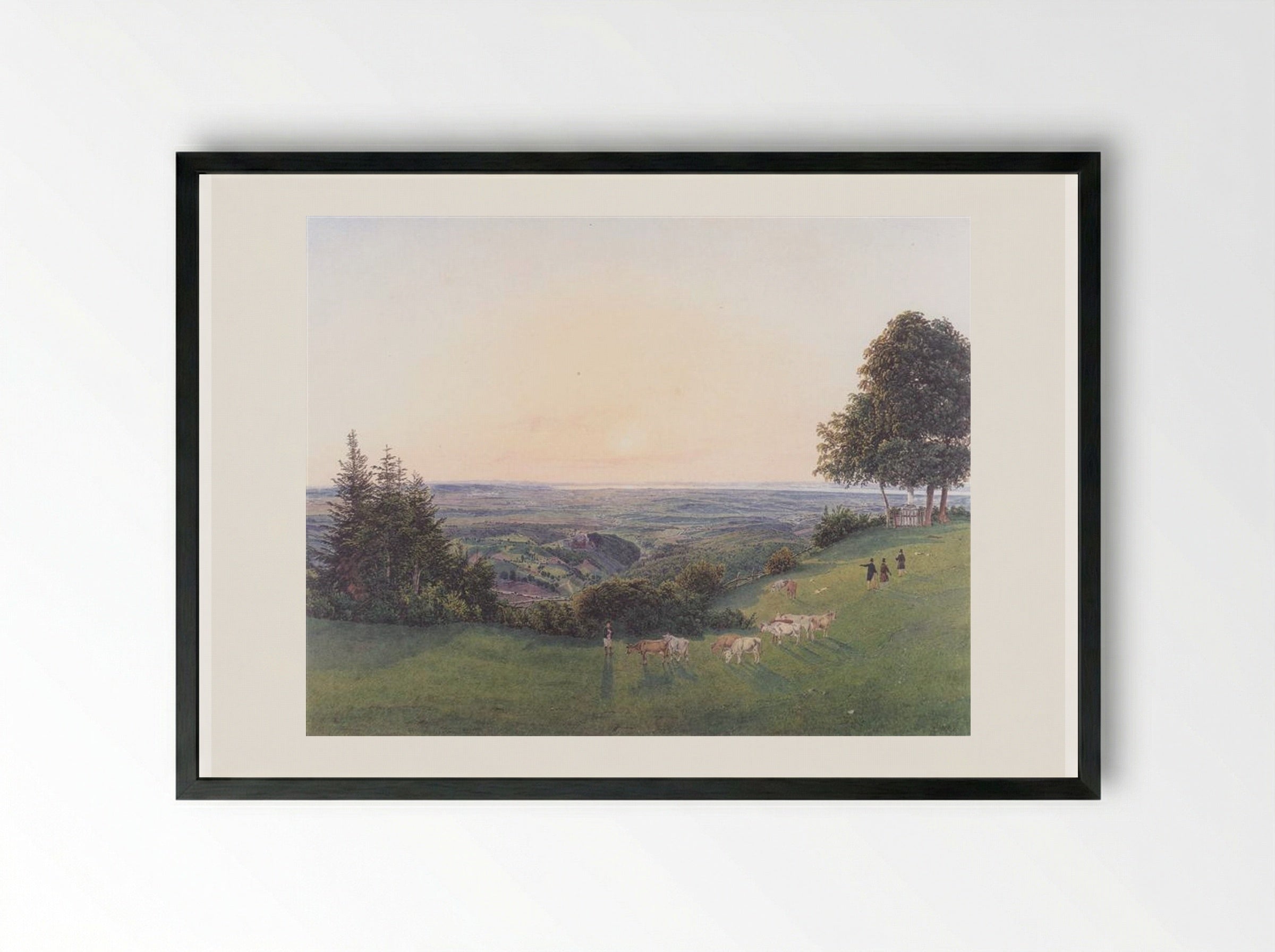 View from the Chapel Rosalie - Rudolf von Alt - Framed Print Black