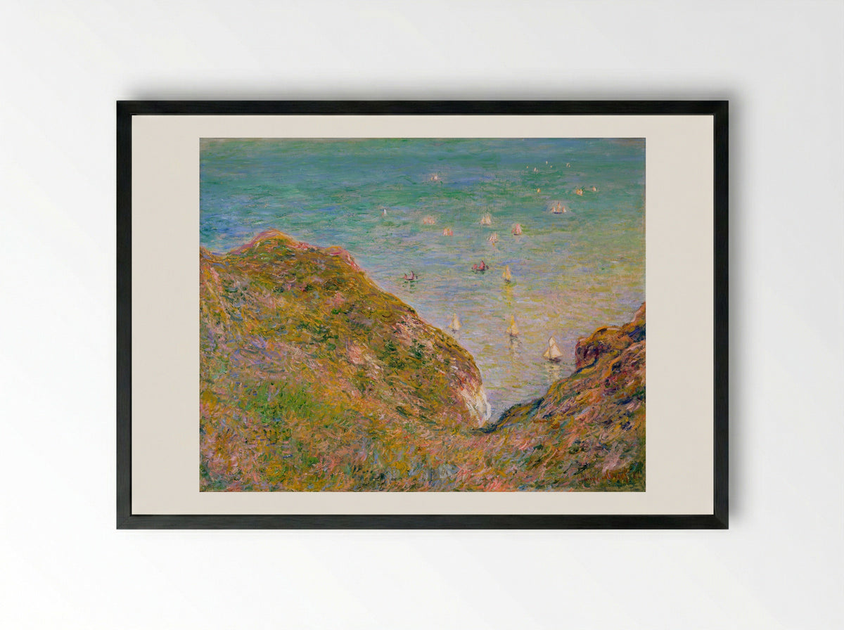View from the Cliff at Pourville, Bright Weather - Claude Monet - Framed Print Black
