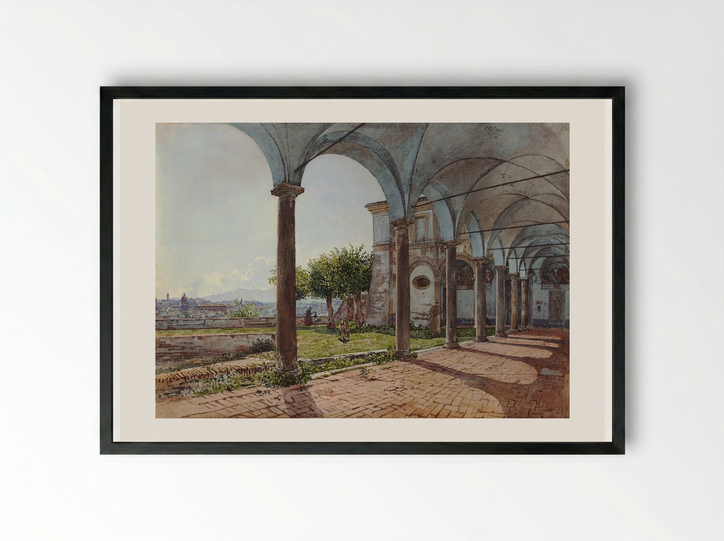 View from the Monastery of Sant'Onofrio in Rome - Rudolf von Alt - Framed Print Black