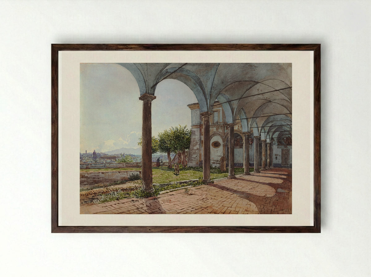 View from the Monastery of Sant'Onofrio in Rome - Rudolf von Alt - Framed Print Dark Wood