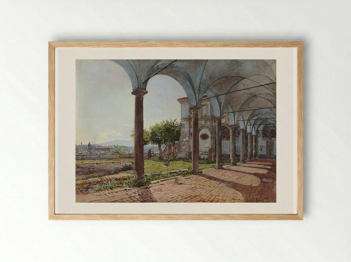 View from the Monastery of Sant'Onofrio in Rome - Rudolf von Alt - Framed Print Wood
