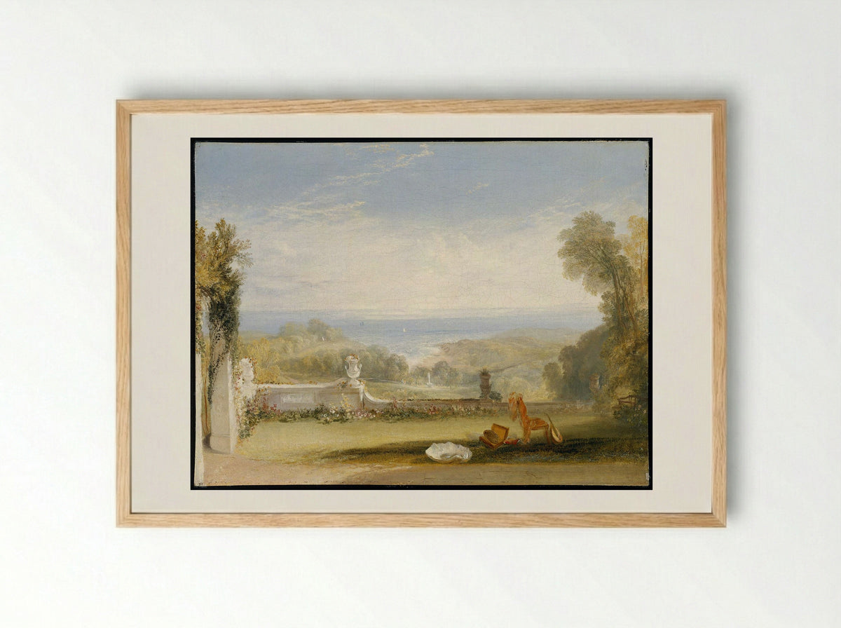 View from the Terrace of a Villa at Niton, Isle of Wight - J.M.W. Turner - Framed Print Wood