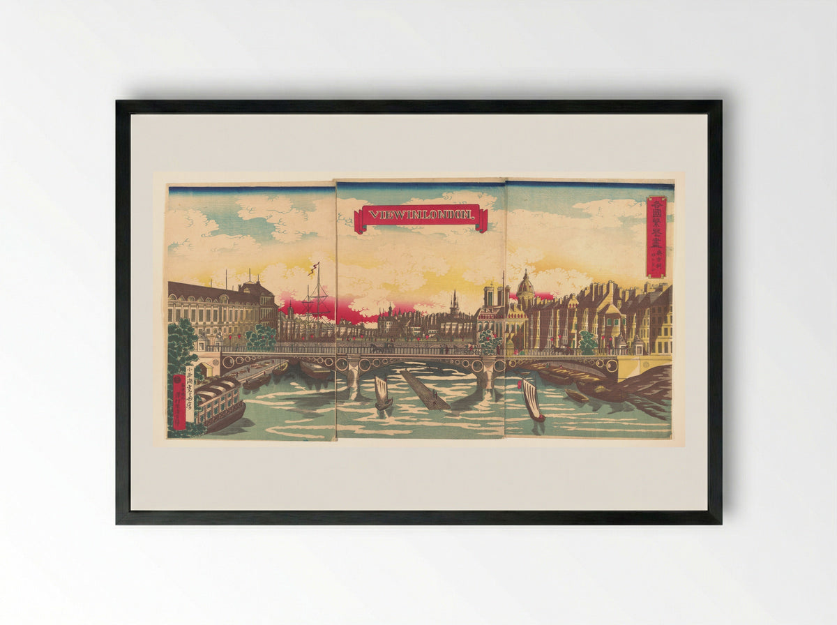 View in London, the Prosperity of Countries: London, England - Utagawa Yoshimori - Framed Print Black