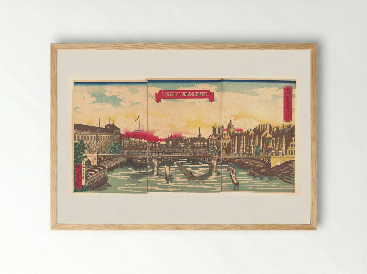 View in London, the Prosperity of Countries: London, England - Utagawa Yoshimori - Framed Print Wood