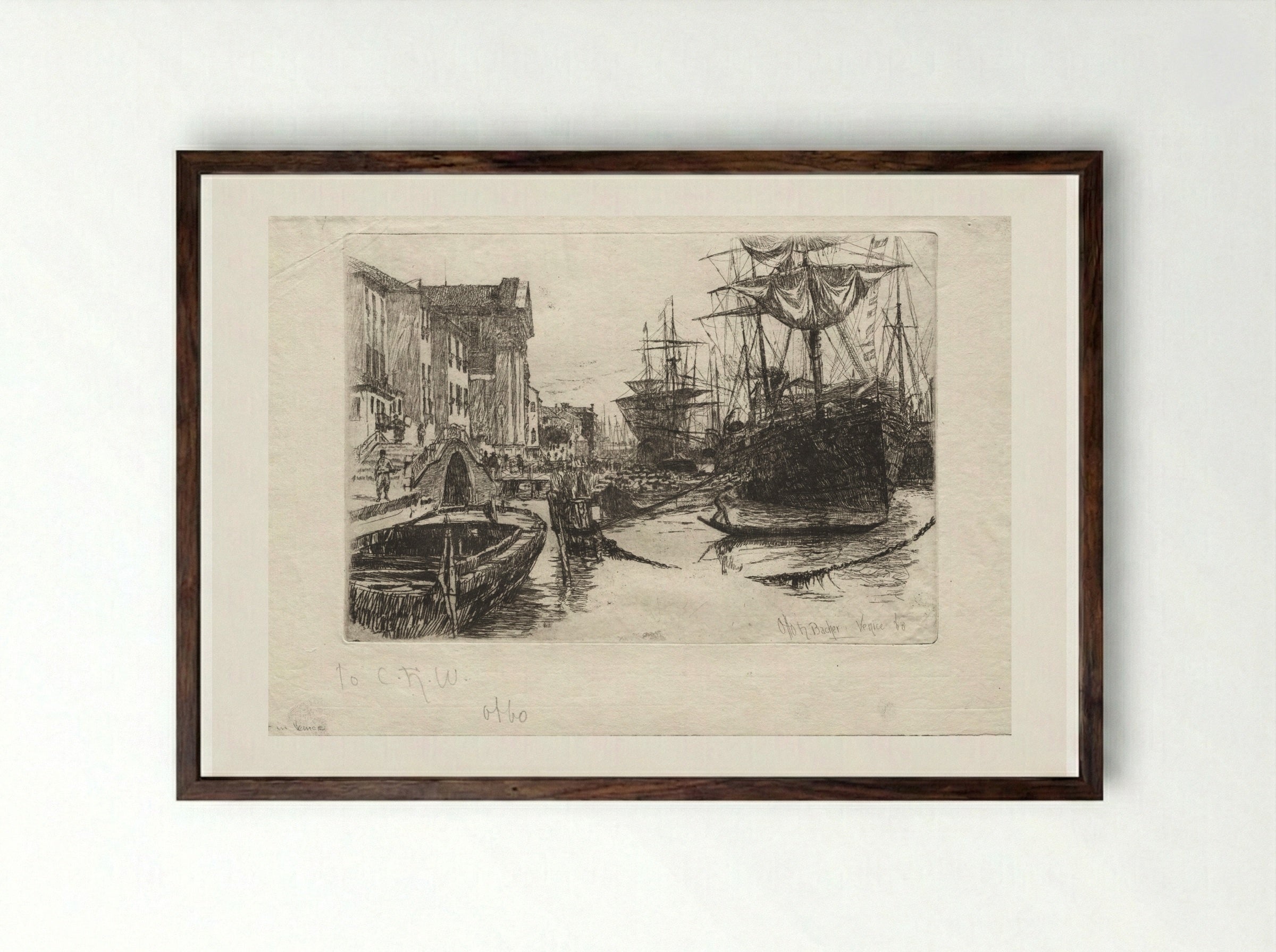 View in Venice - Otto H. Bacher - Framed Print Dark Wood