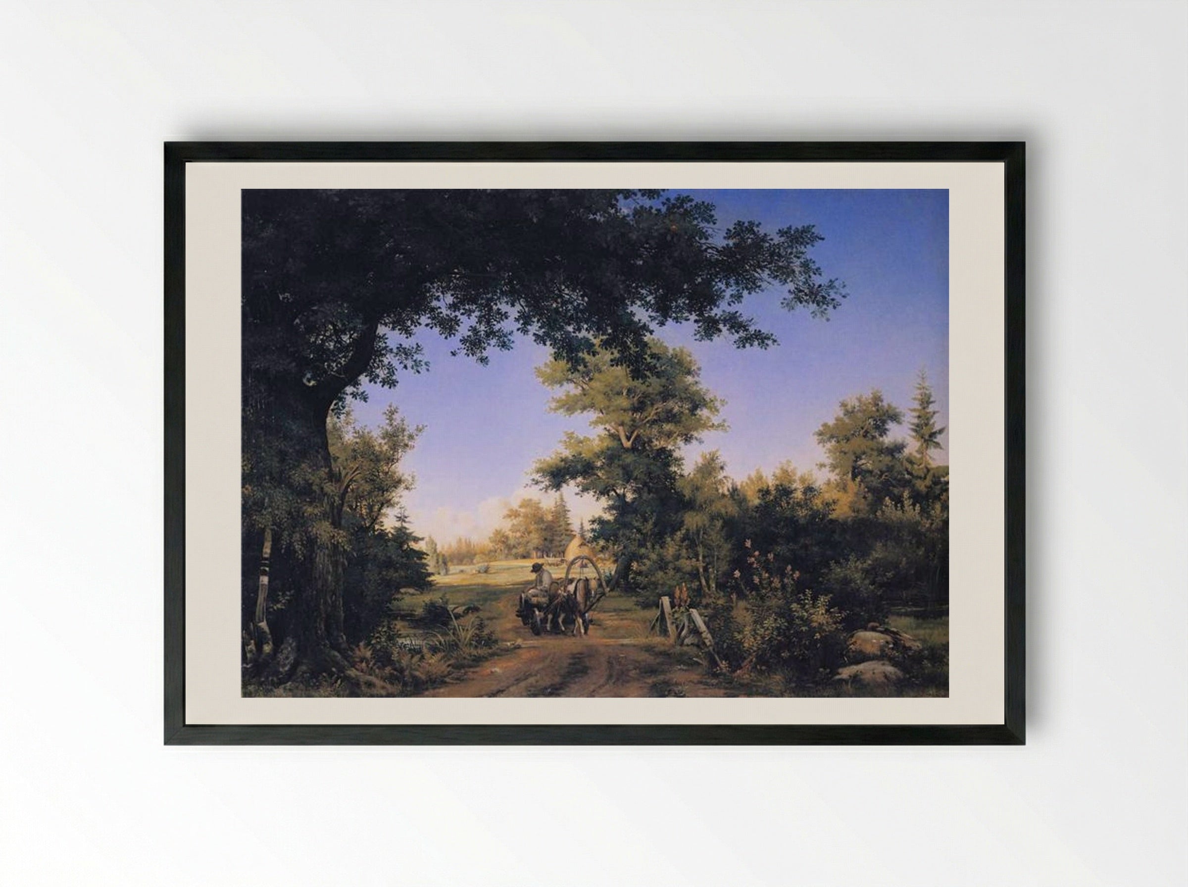 View in the Vicinity of St. Petersburg - Ivan Shishkin - Framed Print Black