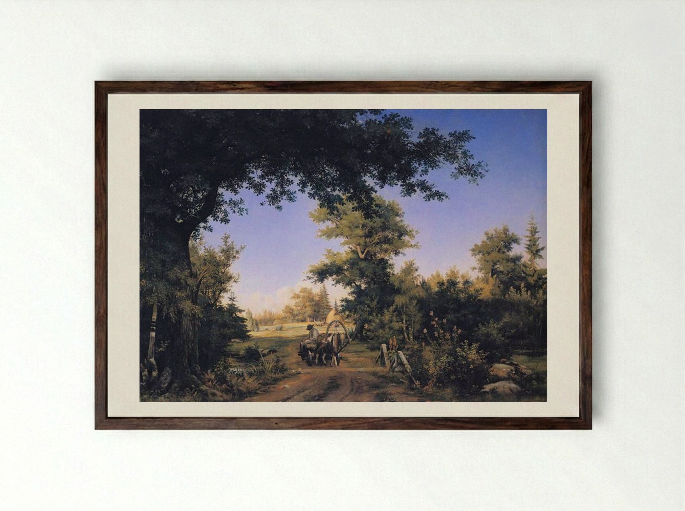 View in the Vicinity of St. Petersburg - Ivan Shishkin - Framed Print Dark Wood