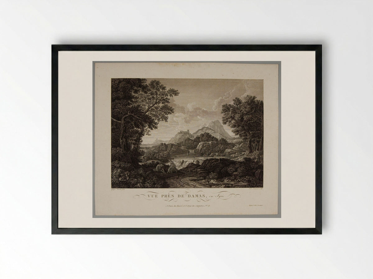 View near Damas in Syria - Paul Jacob Laminit - Framed Print Black