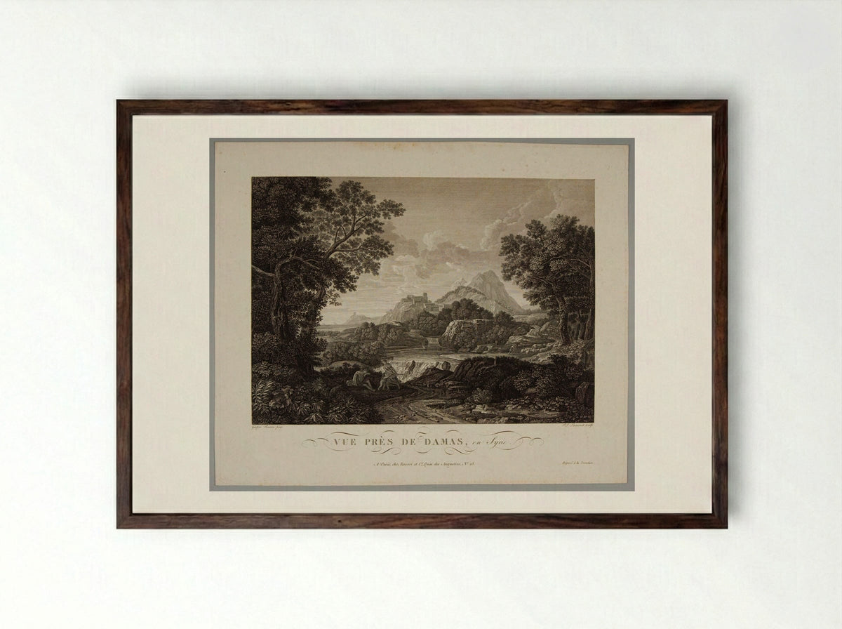 View near Damas in Syria - Paul Jacob Laminit - Framed Print Dark Wood