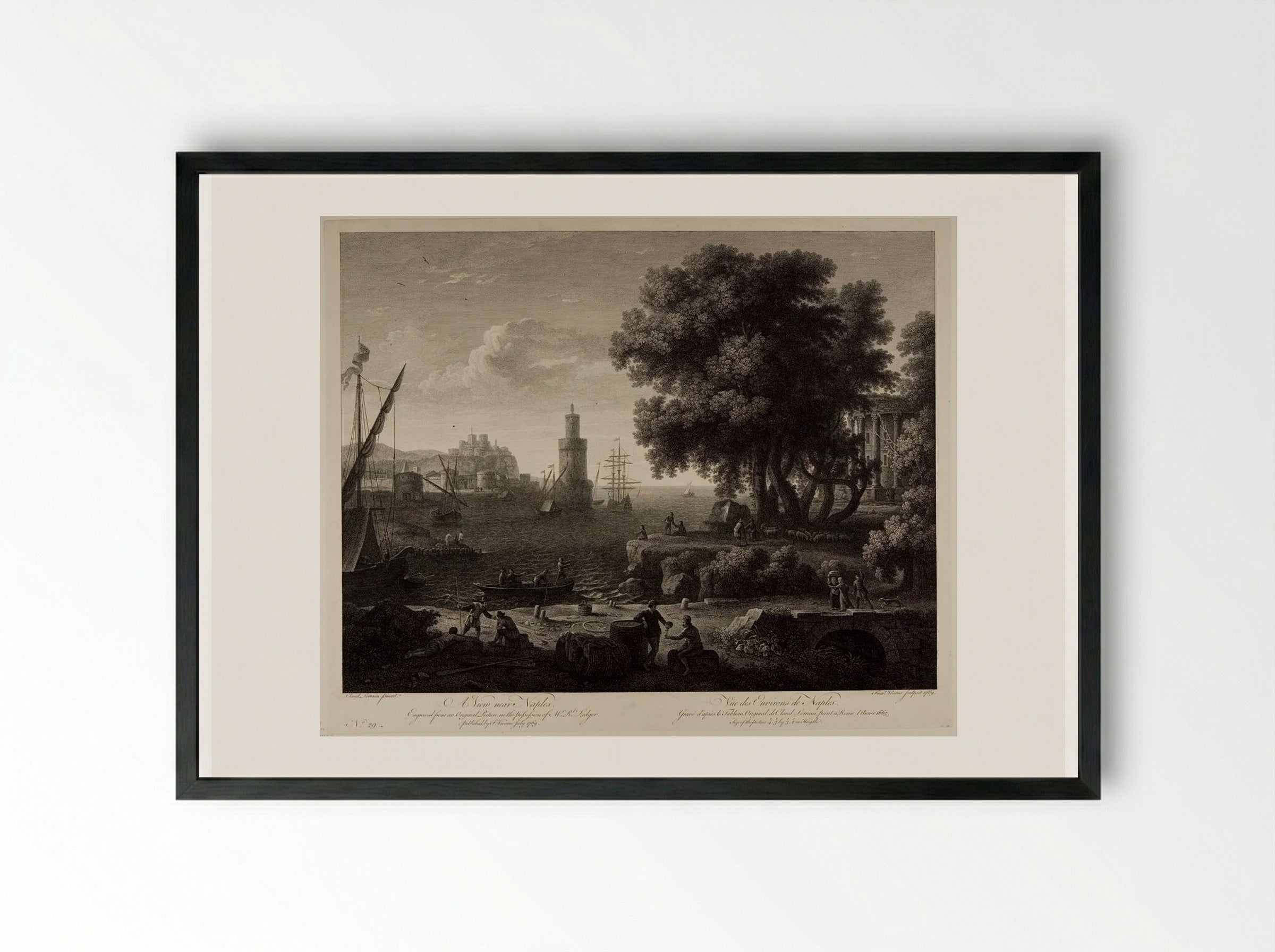 View near Naples - François Vivares - Framed Print Black