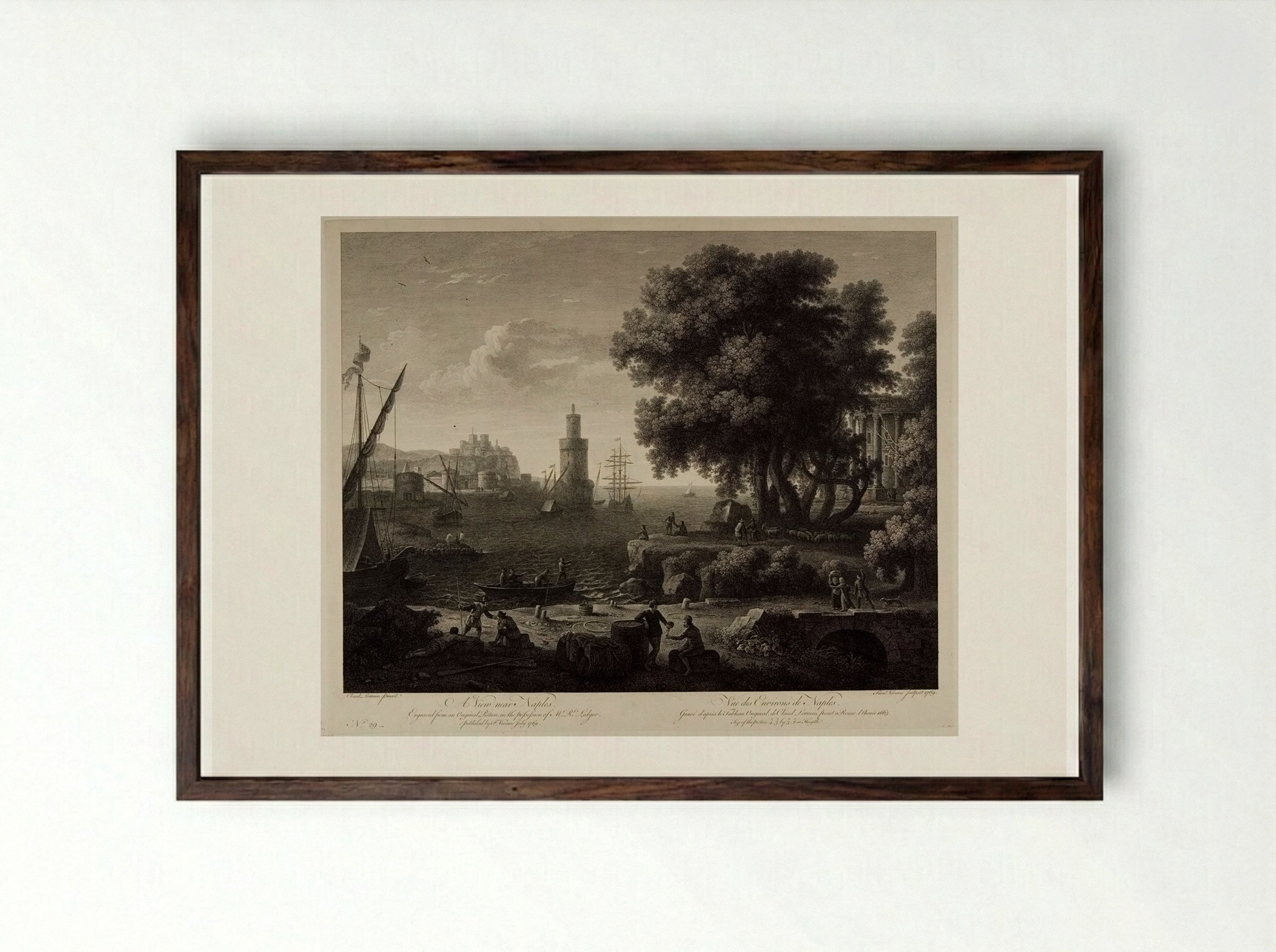 View near Naples - François Vivares - Framed Print Dark Wood