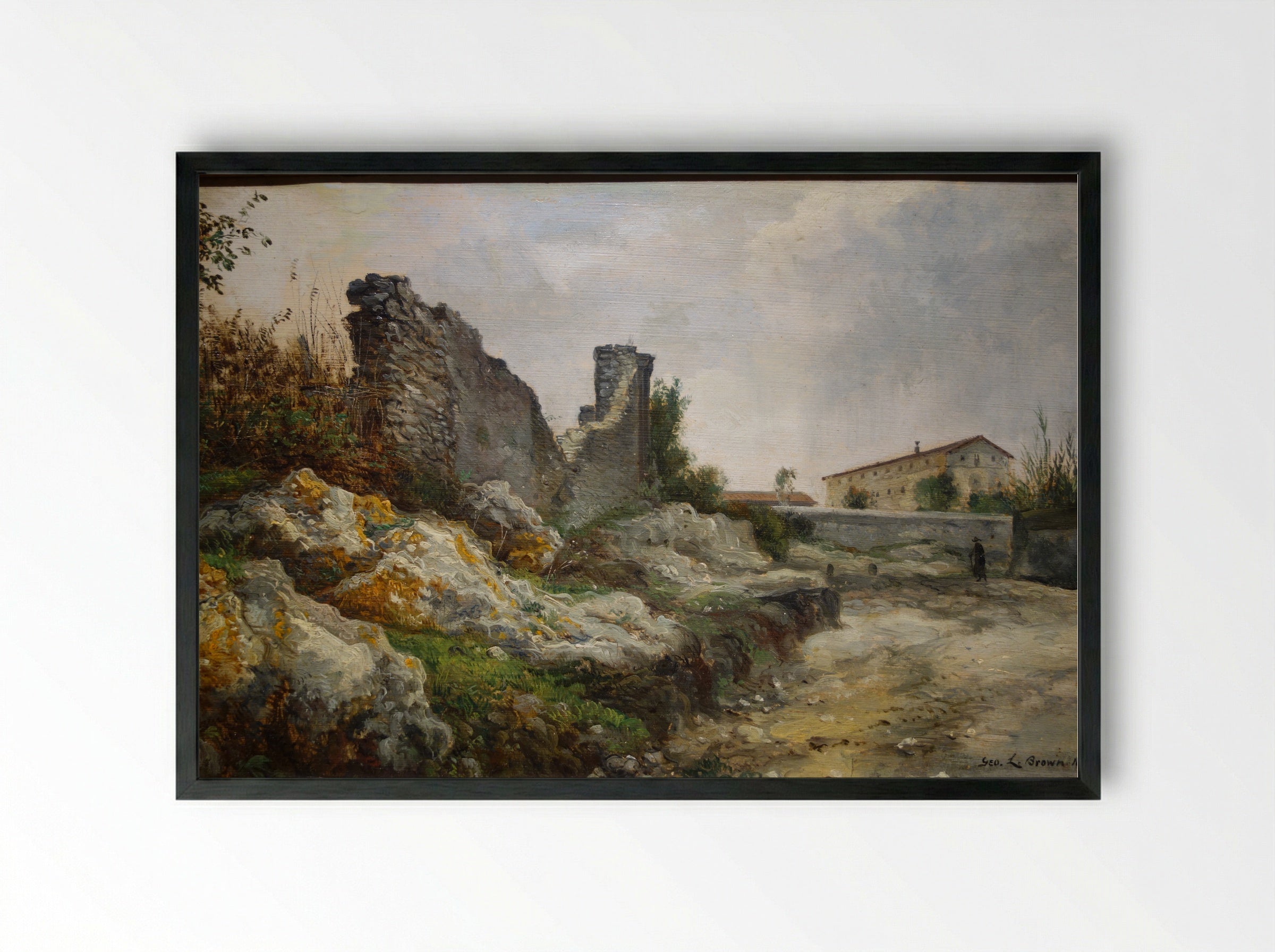 View near Rome - George Loring Brown - Framed Print Black