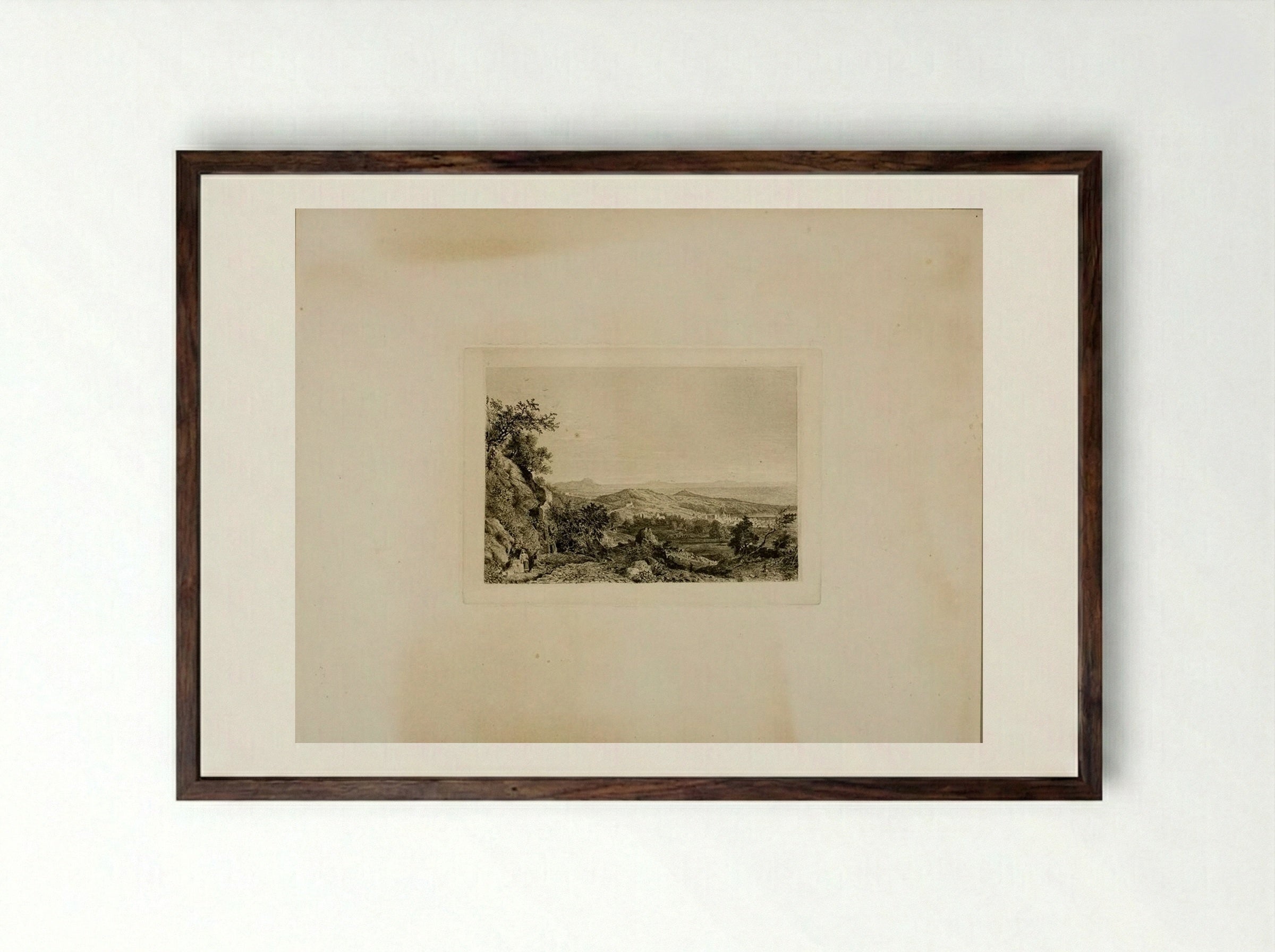 View of Albano - George Loring Brown - Framed Print Dark Wood