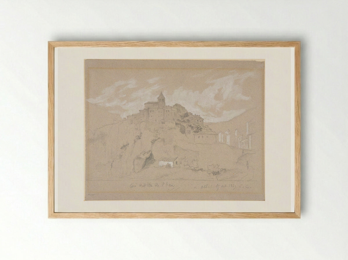 View of Albas, France - Jean-Baptiste-Camille Corot - Framed Print Wood