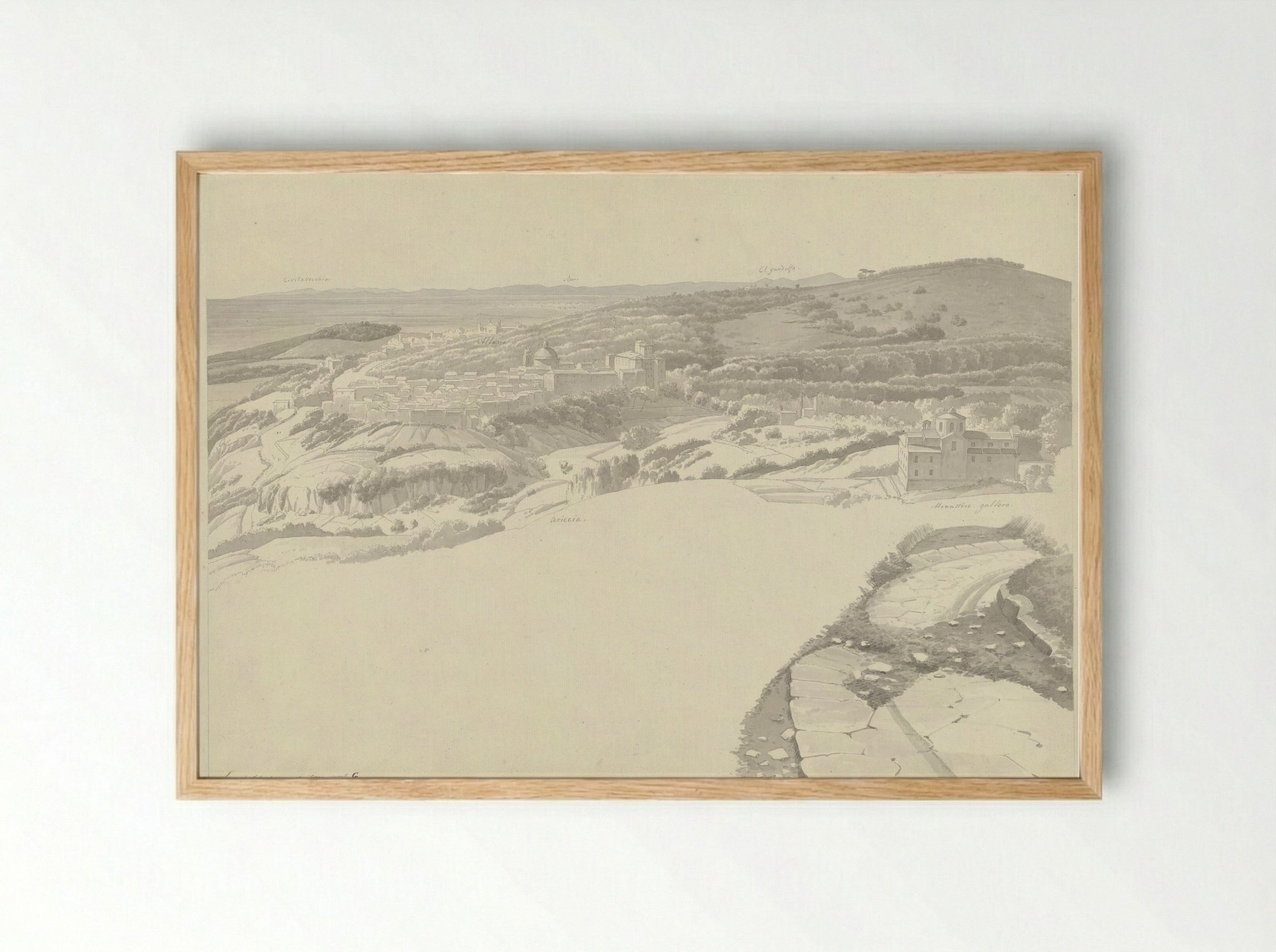 View of Ariccia from Genzano - Josephus Augustus Knip - Framed Print Wood