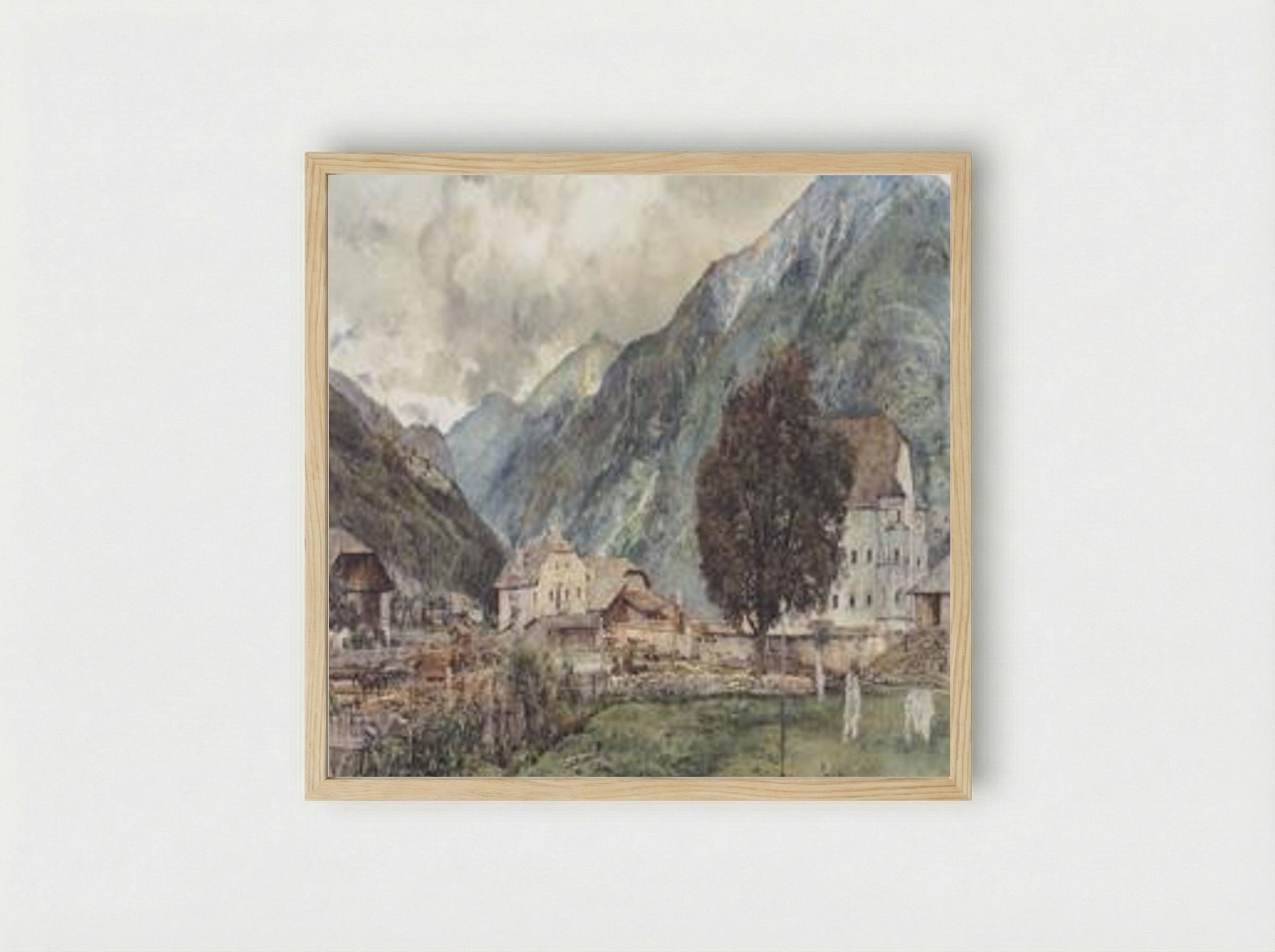 View of Böckstein and the entrance to Anlauftal - Rudolf von Alt - Framed Print Wood
