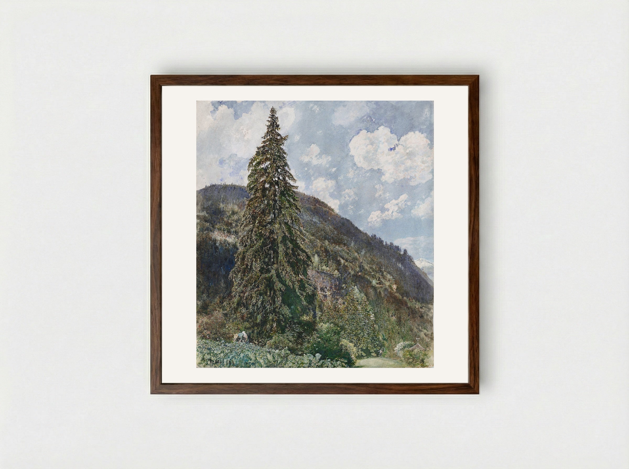 View of Bad Gastein - Rudolf von Alt - Framed Print Dark Wood