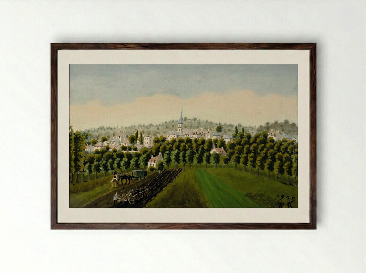 View of Bagneux and Meudon-Billancourt - Henri Rousseau - Framed Print Dark Wood