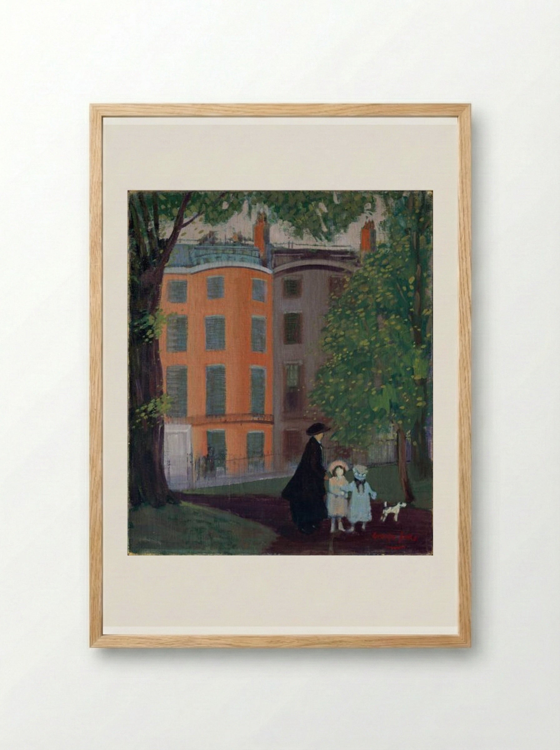 View of Beacon Street from Boston Common - George Luks - Framed Print Wood