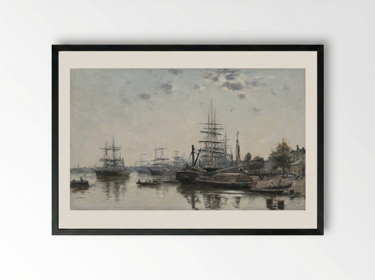 View of Bordeaux, from the Quai des Chartrons - Eugène Boudin - Framed Print Black