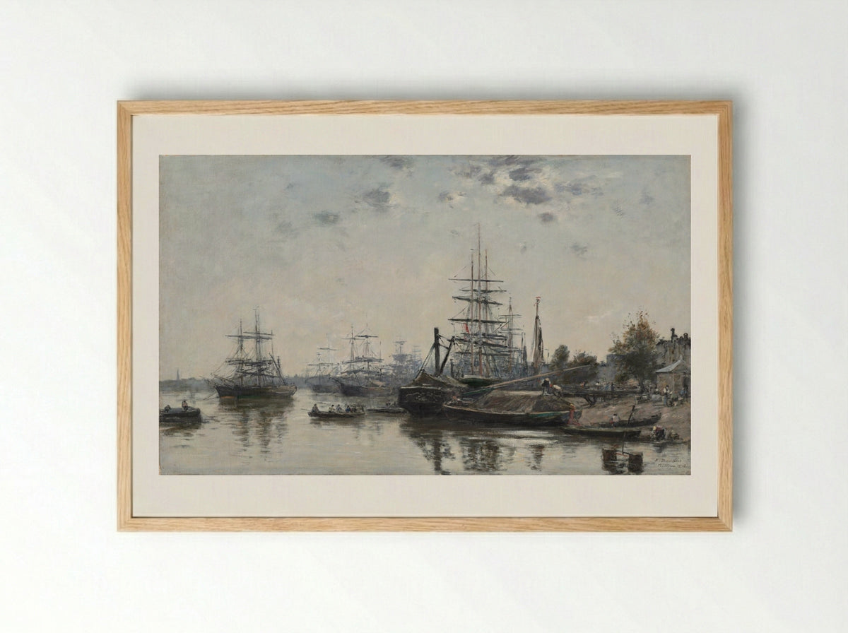View of Bordeaux, from the Quai des Chartrons - Eugène Boudin - Framed Print Wood